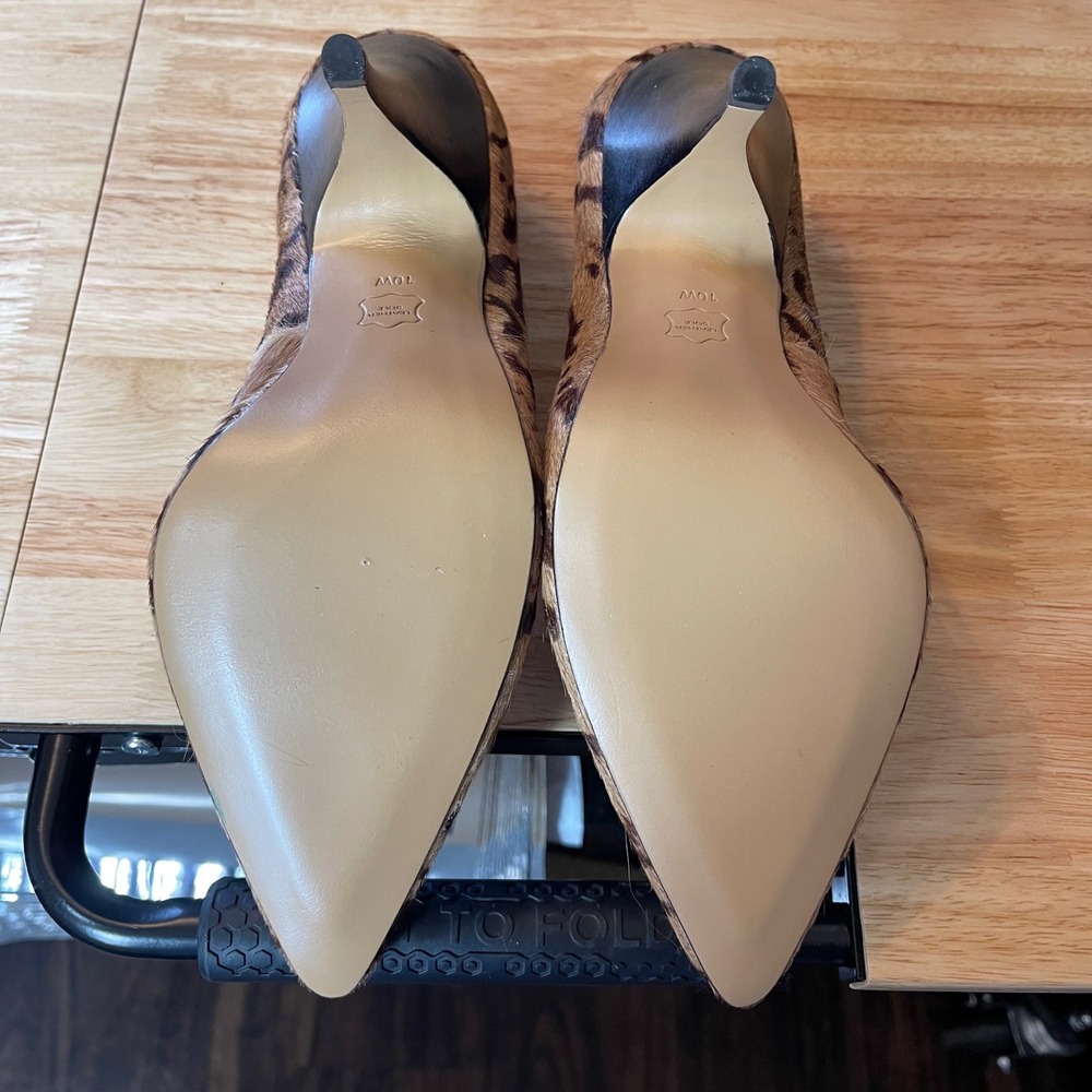 Talbots Womens 10W Animal Print Calf Hair Pointed Toe Pumps Brown Stiletto Heels - Picture 6 of 9